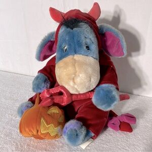 5/$35 Disney Eeyore Plush Toy In A Halloween Devil Costume W Pumpkin Basket